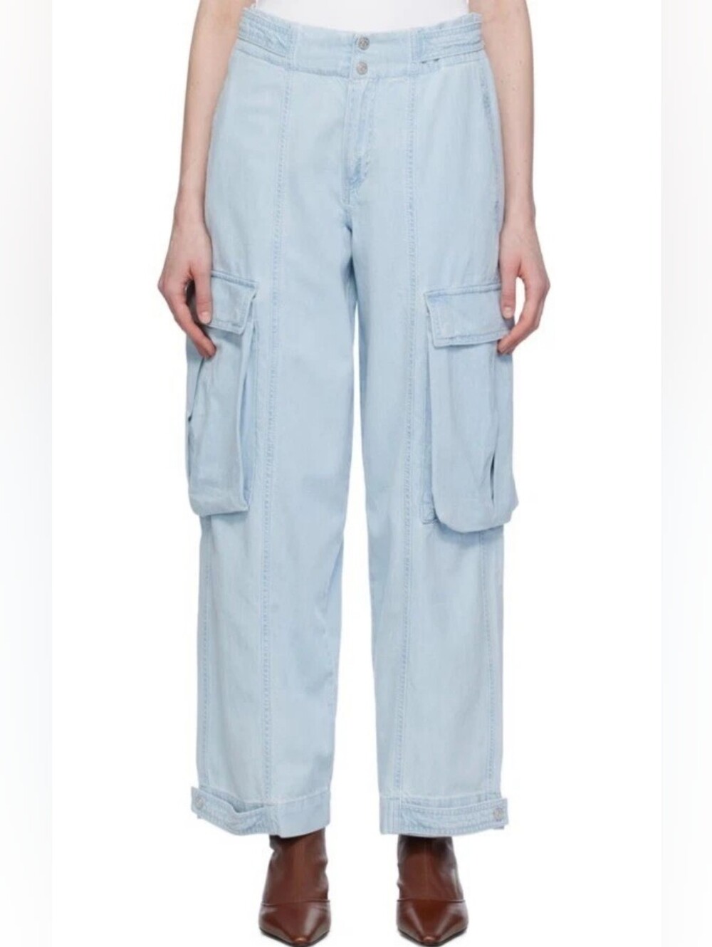 Frame Light Blue Cargo Wide-Leg Jeans